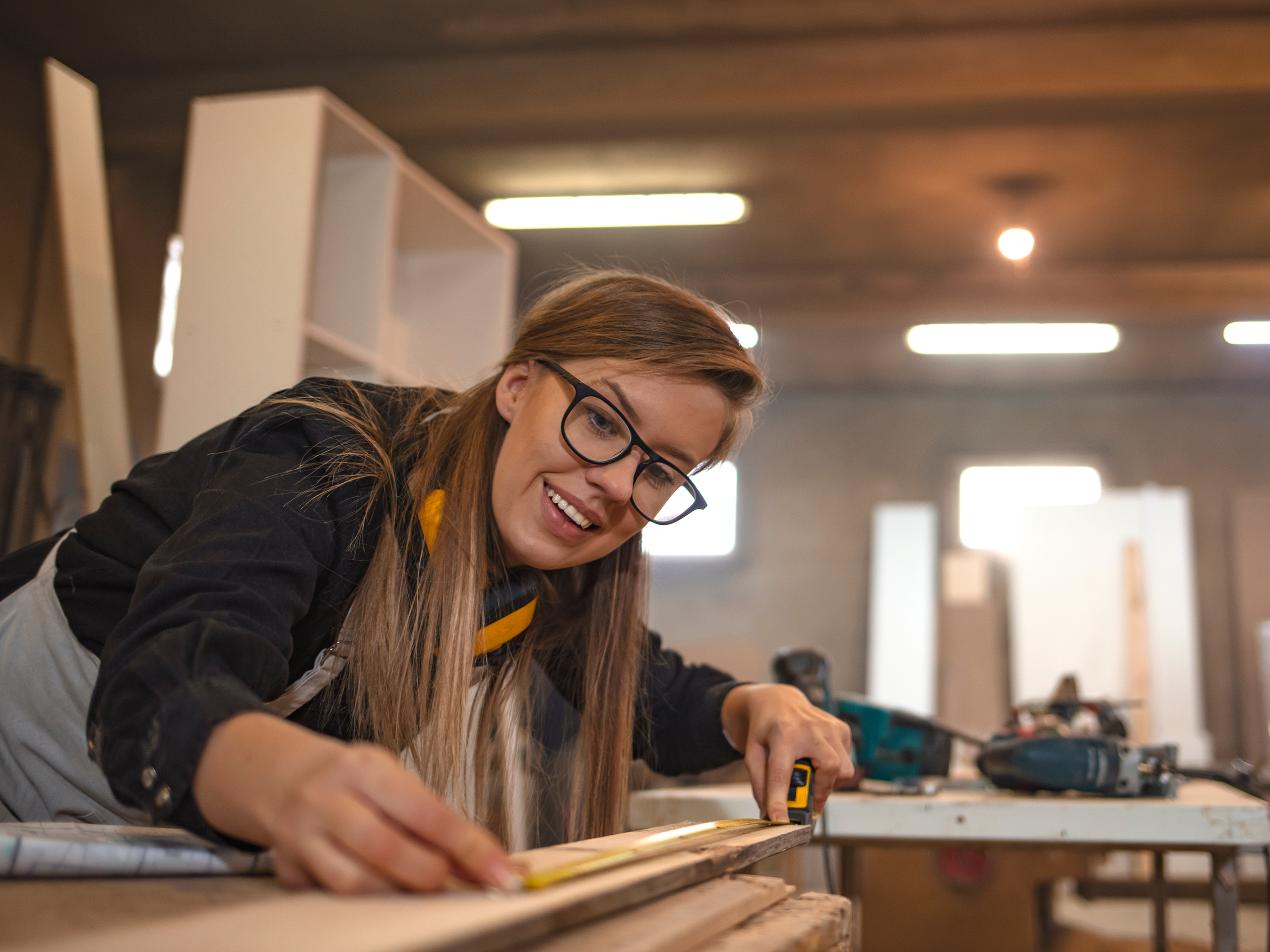 Female carpenter working