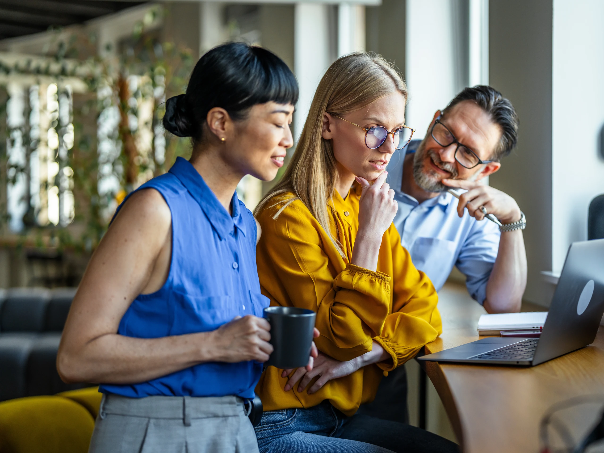 three colleagues checking the outcome for step8