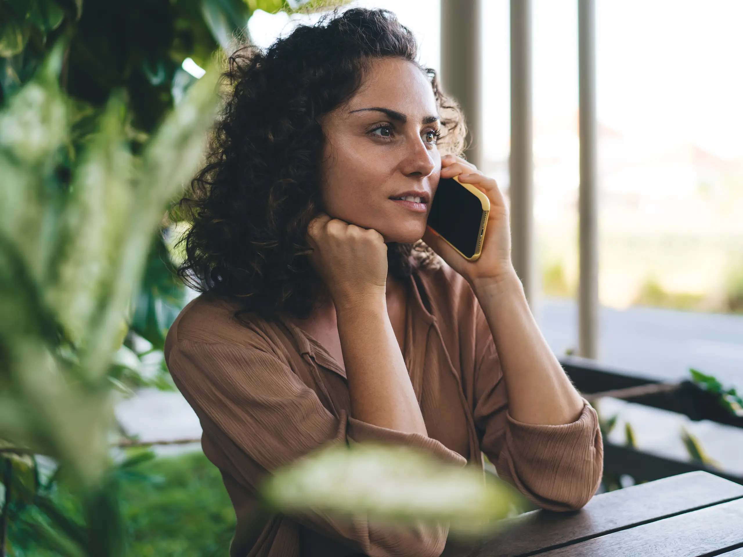 Woman talking on phone