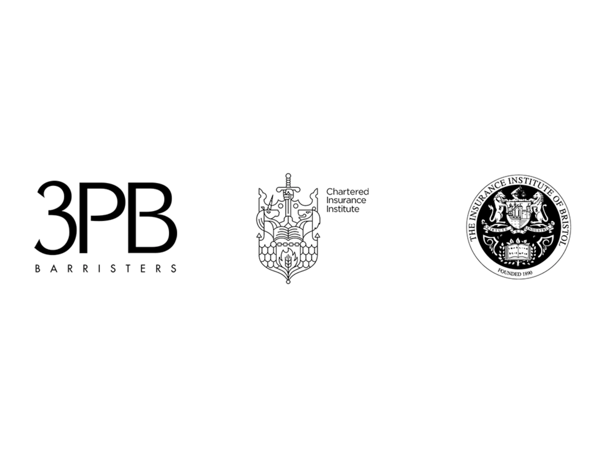 Image with three logos, 3PB barristers, Chartered insurance institute and the insurance institute of bristol