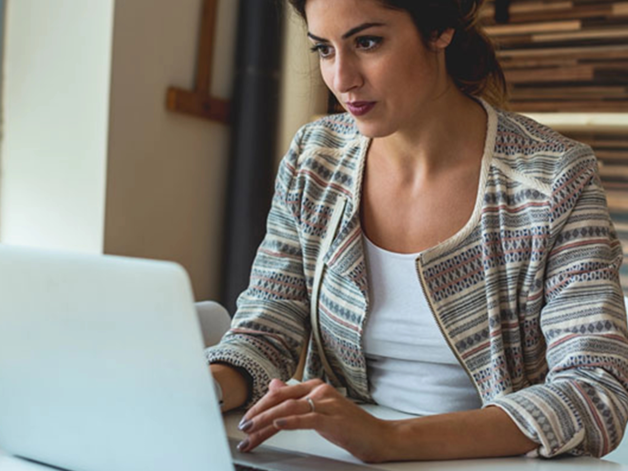 Woman working on laptop