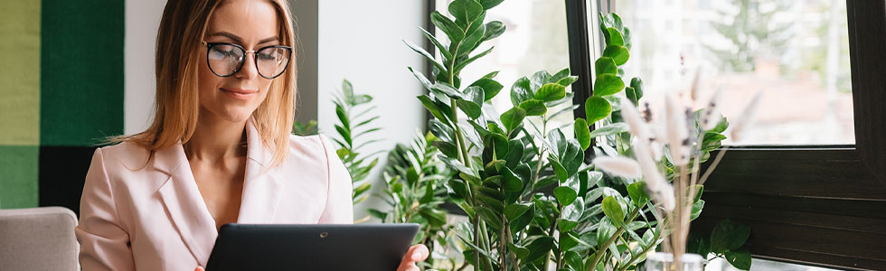 Woman working at laptop