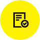 Document Tick _2x Yellow Circle A yellow circle with a document with a tick on it in