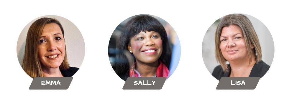 Portraits of Lisa, Emma and Sally Penni MBE