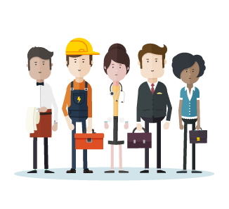 Commercial Schemes Illustration Illustration showing male and female smiling professionals