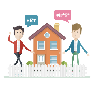 Family Legal Expenses Illustration of neighbours arguing over the fence